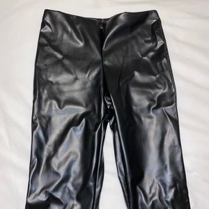 NEW WITH TAGS Black Faux Leather Flared Trousers